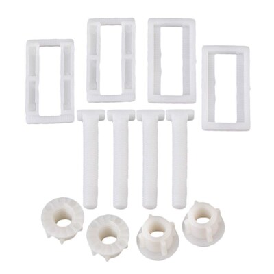 4Pcs White Plastic Tet Seat Cover Hinge Blind Hole Rectangul