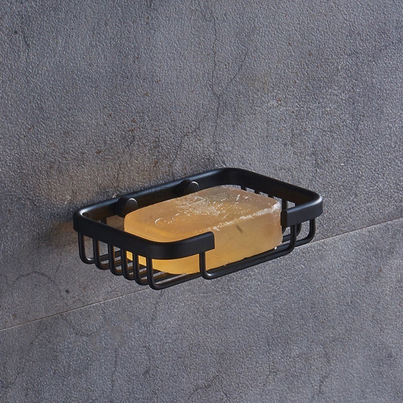 Black Soap Shampoo Holder Bathroom Shelf with Hooks Wall Mou