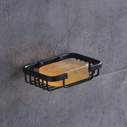 Black Soap Shampoo Holder Bathroom Shelf with Hooks Wall Mou