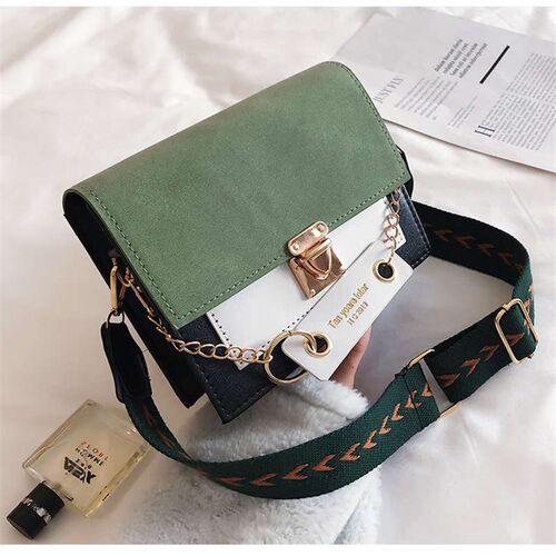 Women's Square Bag Leather Crossbody Bag Ladies  Color Shou