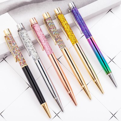 Creative metal pen gold foil into oil quicksand ballpoint p