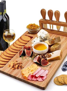 Bamboo Cheese Board Set Cooked Food Platter Meat Board Chees