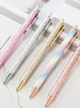 20pcs Kawaii Ball Pens Glitter Metal Ballpen Ballpoint Pens