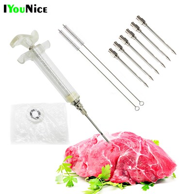 IYouNice 20ML/50ML/100ML Barbecue Syringes Stainless Steel