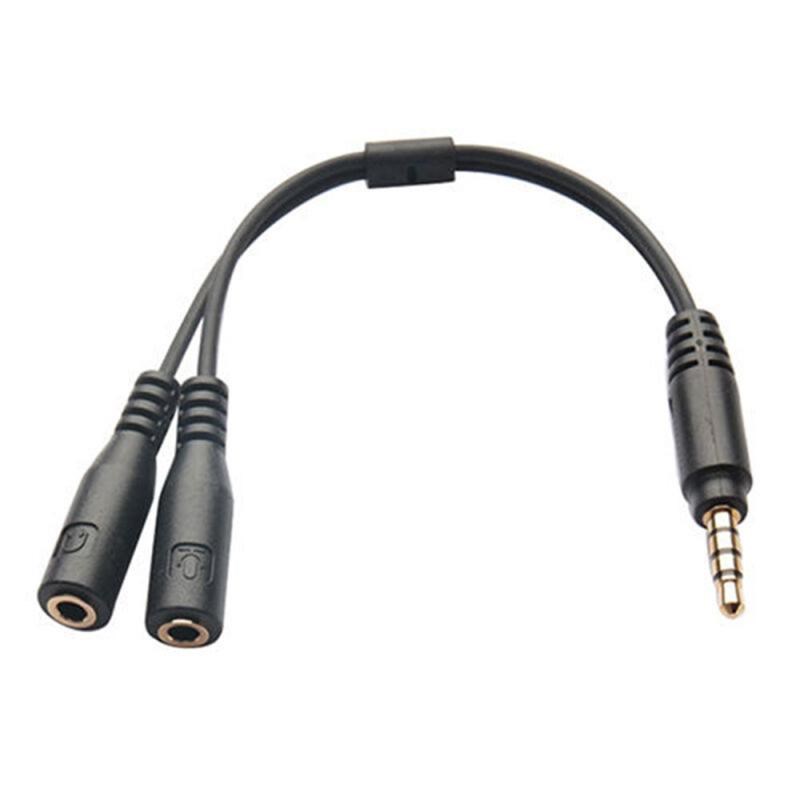 3.5mm Stereo Audio To 2 Headset Mic TRRS Y Splitter Cable