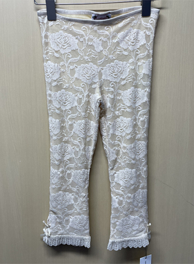 SCULPTOR玫瑰印花复古蕾丝紧身裤7分库外穿女修身显瘦内搭打底裤