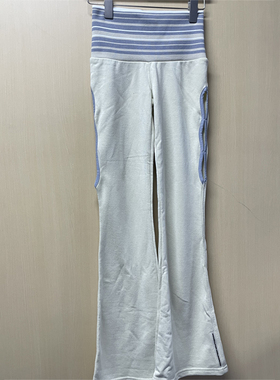 SCULPTOR侧边镂空多条纹宽腰头松紧运动裤女士修身显高喇叭裤春秋