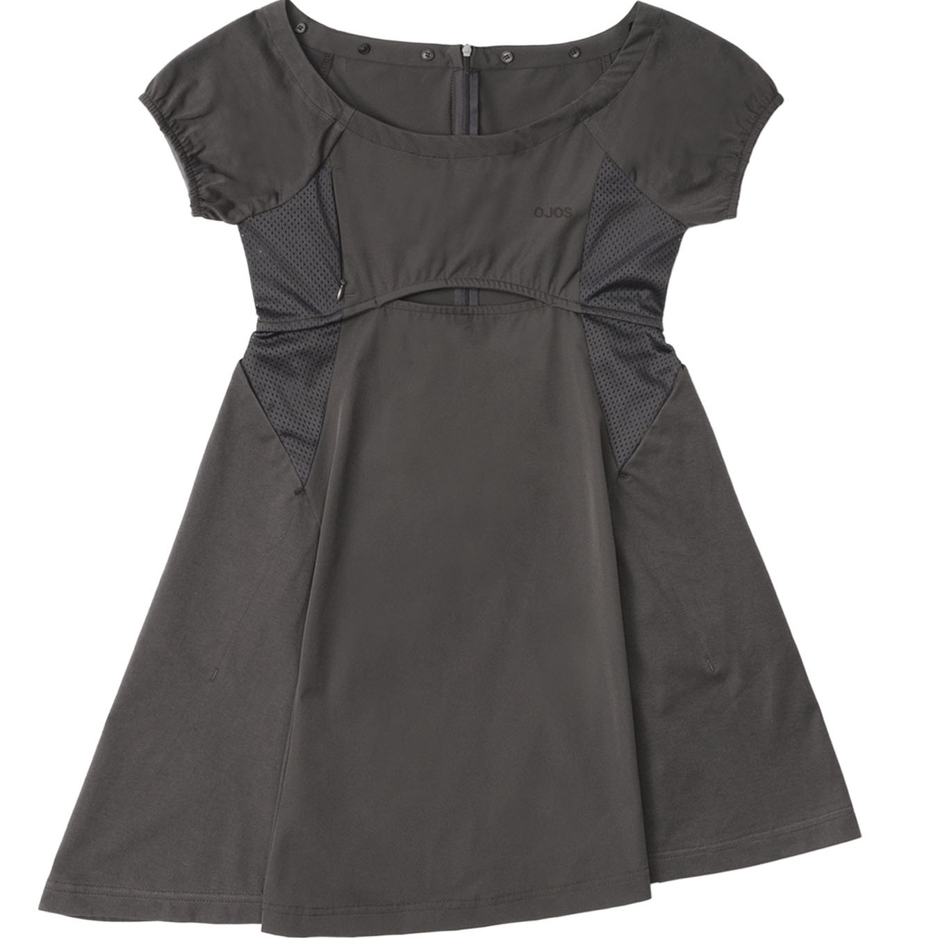 OJOS 时尚百搭机能风科技感圆领不规则连衣裙女宽松显瘦气质裙子