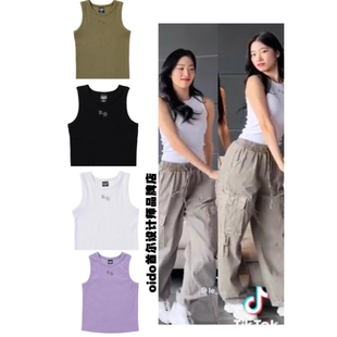 lesserafim中村一叶同款runningHIGH工字型修身无袖圆领纯色背心