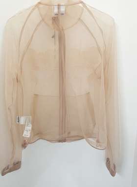 SCULPTOR 夏季性感透视网纱打底上衣女内搭长袖薄款纱衣外套