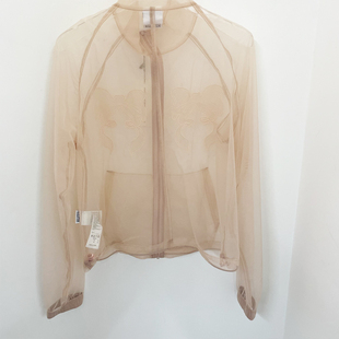 SCULPTOR 夏季性感透视网纱打底上衣女内搭长袖薄款纱衣外套