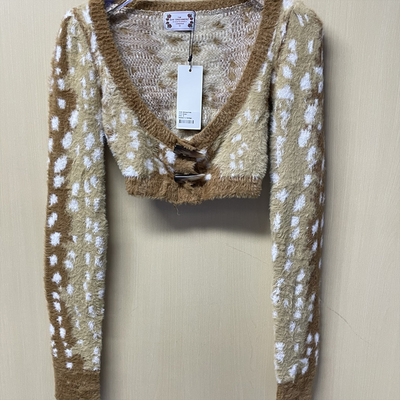 SCULPTOR红鼻子鲁道夫毛皮超短针织开衫针织短裤女士性感短外套