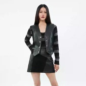 CURETTY 复古纯色单排扣环保pu皮质马坎肩甲