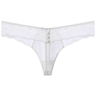 桑蚕丝性感丁字裤女后三纽扣黑白色裤头低腰无痕甜美蕾丝少女内裤