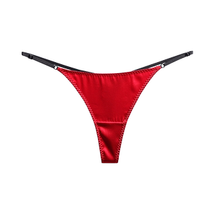 桑蚕丝内裤中腰性感女士真丝t裤无痕小裤头本命红细带丁字裤女