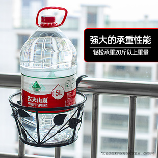 阳台花架防盗窗置物架室外不锈钢栏杆免打孔铁艺网格悬挂式花盆架