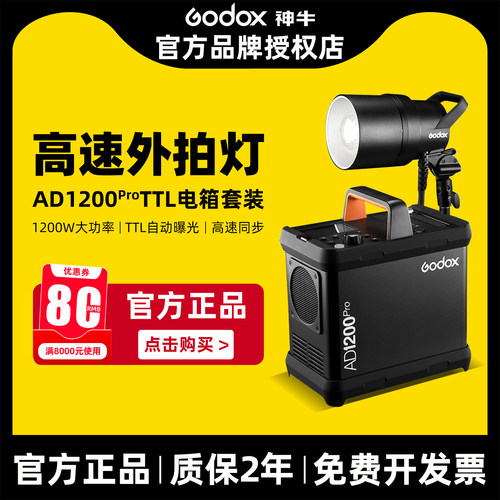 godox神牛AD1200Pro外拍灯闪光灯电箱套装TTL高速同步2.4G前后帘同步摄影灯影棚外景商业拍摄专业灯徕卡佳能