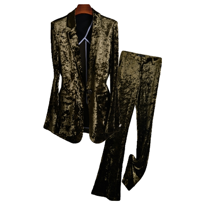 春秋薄款金丝绒舒适修身女西装