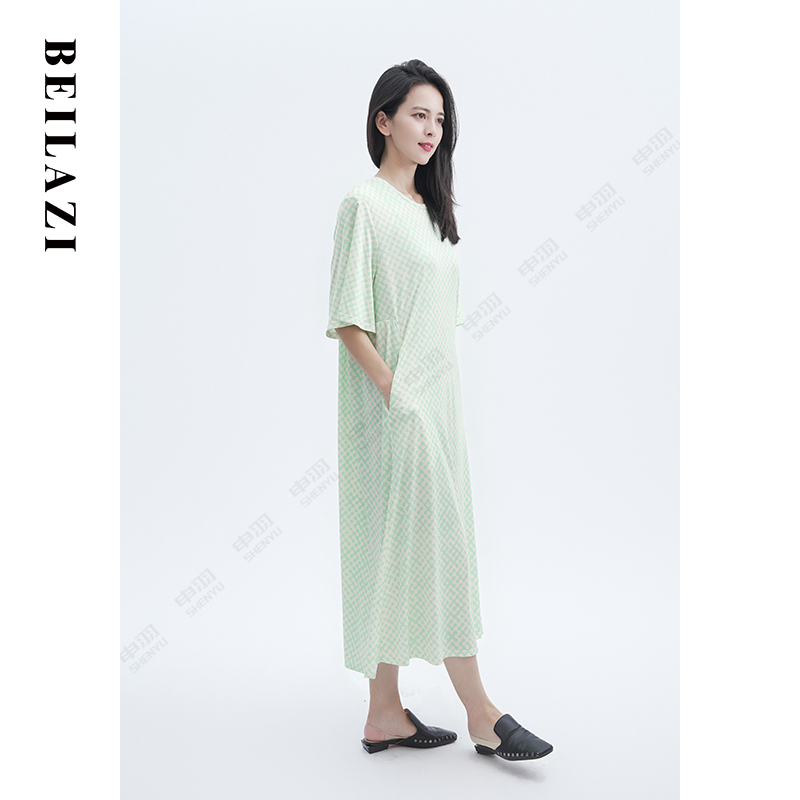 北拉子丨绿烟清雨丨牛奶纱格子连衣裙BDA2IL149