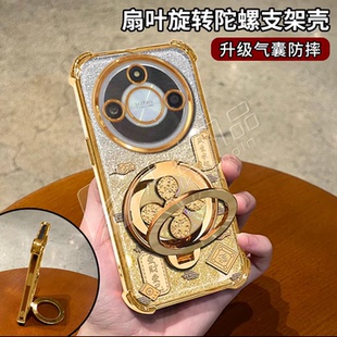 祥云风生水起电镀防摔壳适用荣耀x50手机壳新款高级感荣耀x70/x60外壳金色闪卡多功能支架x50pro手机套女款