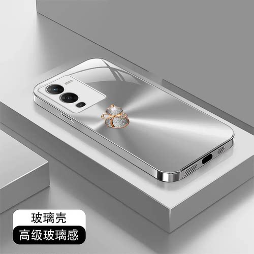 闪钻渐变葫芦金属漆玻璃壳适用vivos15手机壳新款简约s18Pro/20pro外壳防摔硅胶全包边玻璃后盖s30保护壳女款
