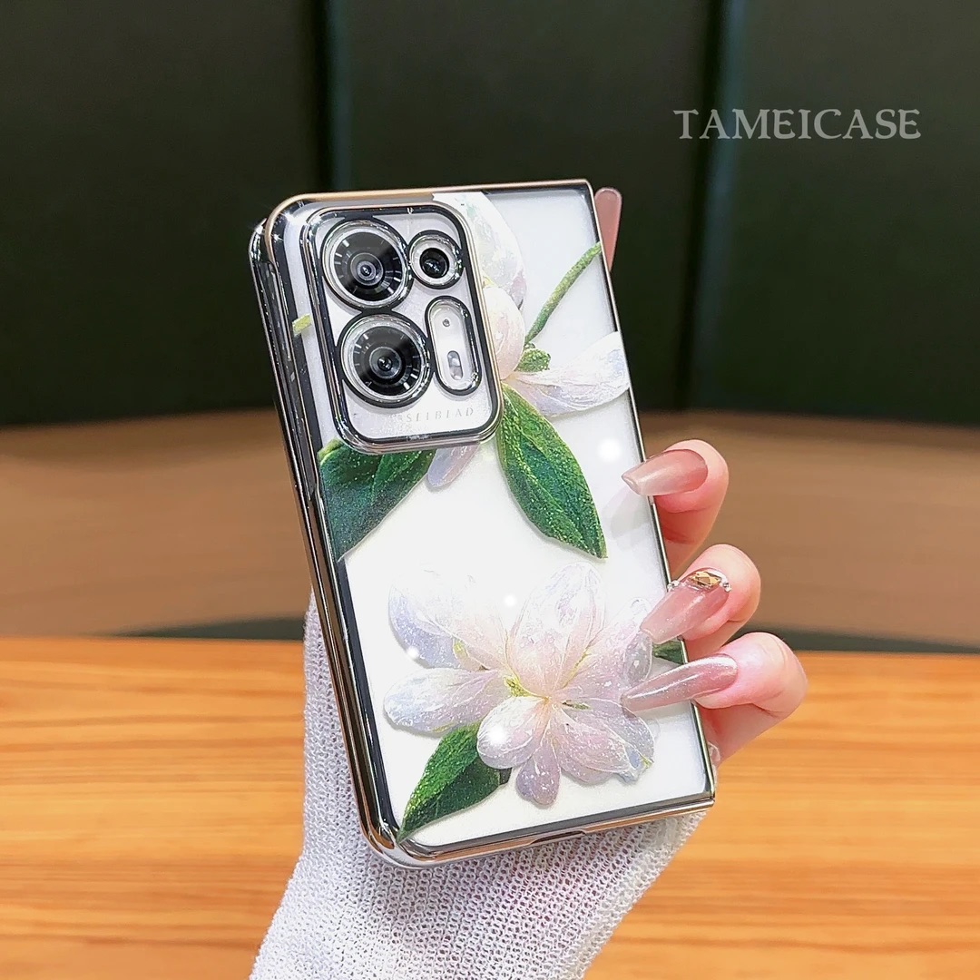 ins风小清新优雅茉莉花适用oppofindn2手机壳新款高级感oppofindn3网红爆款折叠手机壳findn防摔外壳保护套女