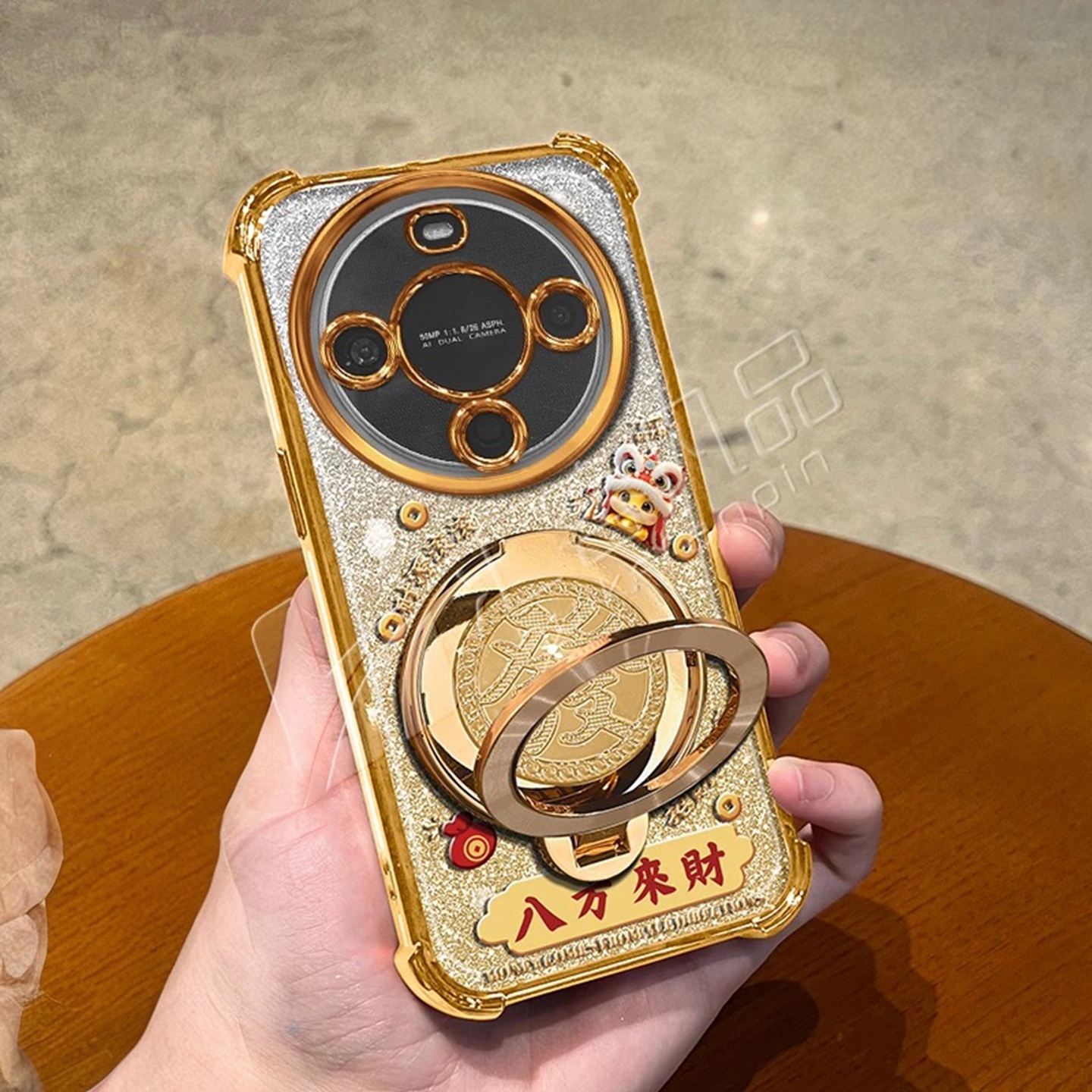 马年八方来财适用华为畅享70X活力版手机壳新款简约畅享80电镀金色闪卡旋转支架硅胶防摔畅享70X保护套女款
