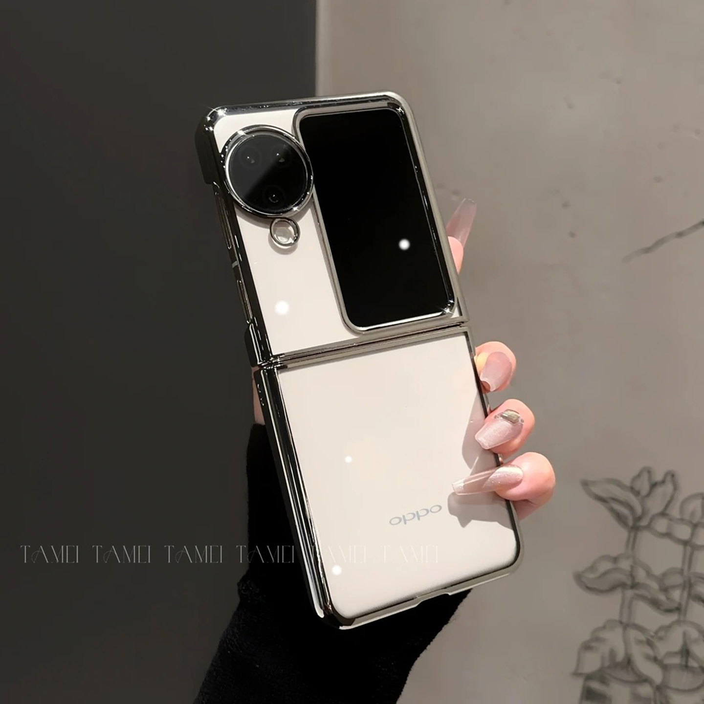 透明电镀透明折叠适用OPPOFINDN3FLIP手机壳新款高级简约OPPOFINDN2FLIP外壳超薄防摔OPPOFINDN3保护壳女款