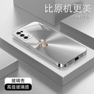闪钻渐变葫芦玻璃壳适用OPPOreno5手机壳新款简约高级感reno15c外壳防摔硅胶全包边玻璃后盖reno14保护壳男款