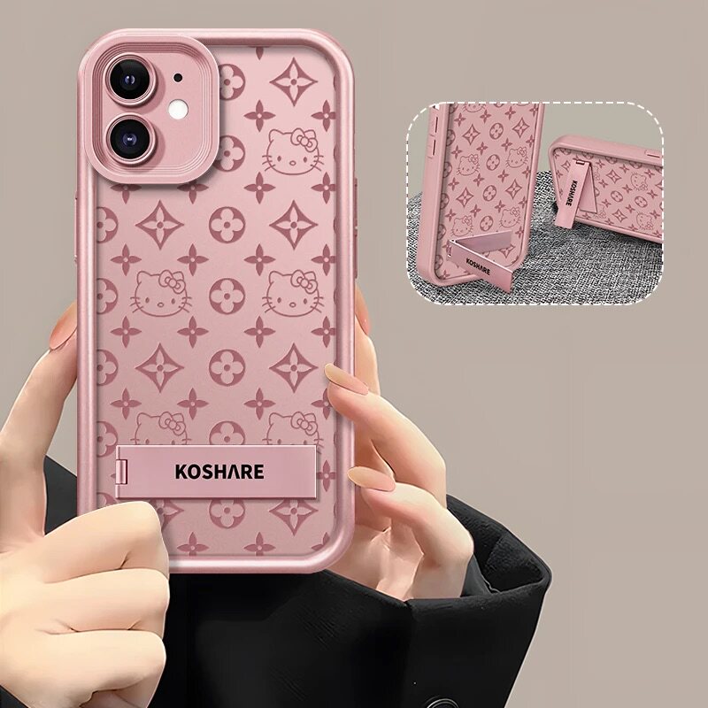 满屏kt猫粉色天眼阶梯适用苹果11手机壳新款简约iPhone14/15/16软壳适用华为荣耀vivo/OPPO防摔手机套女款