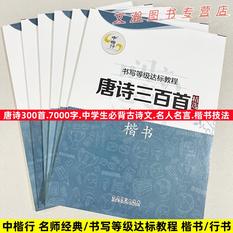 中楷行名师经典7000字行书楷书 书写等级达标教程唐诗300首精选中学生必背古诗文名人名言楷书技法图解孙利标书 安徽美术出版社