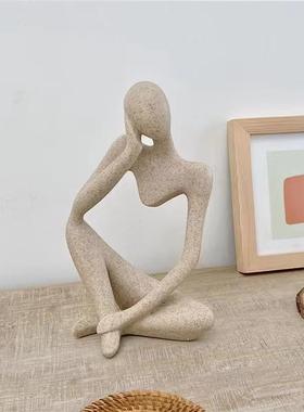 ins风小众抽象艺术人物思考者摆件创意家居简约现代桌面装饰品