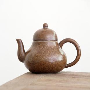 粗陶梨形茶壶陶瓷功夫茶具泡茶壶单壶家用复古茶叶末釉结晶泡茶器