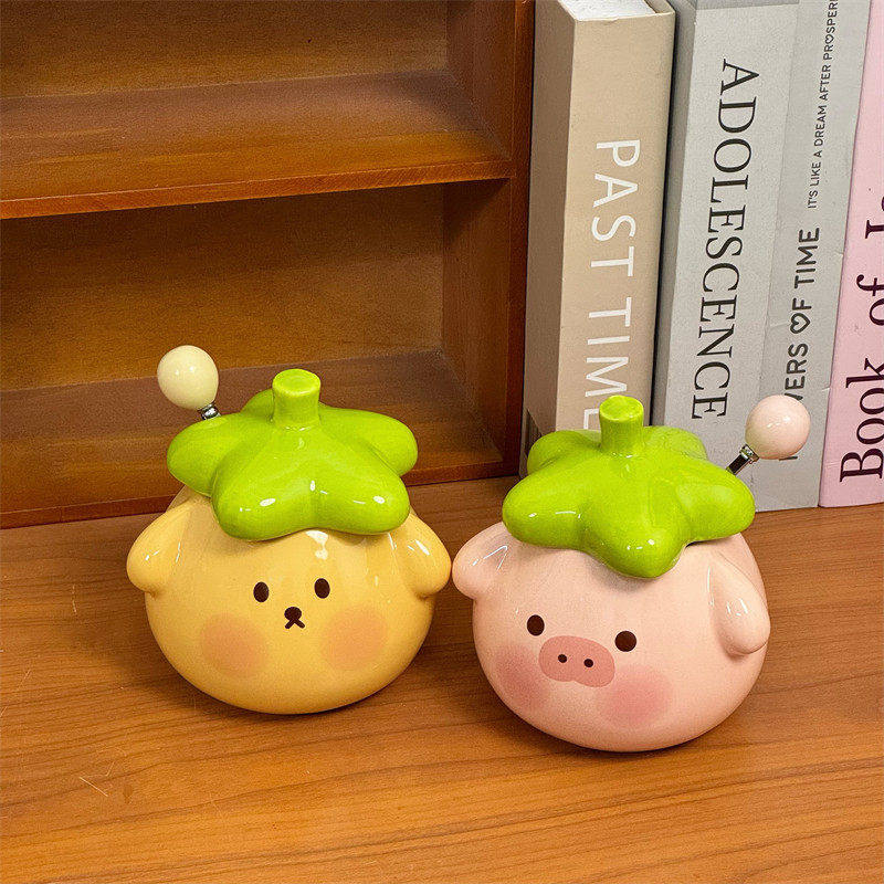 创意搞怪小菜猪陶瓷杯带盖马克杯送礼生日礼物送朋友水杯咖啡杯