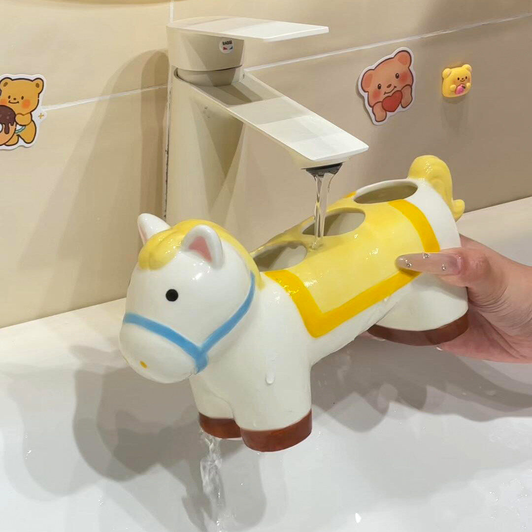 【新家的100个快递】旋转木马陶瓷电动牙刷架洗漱台牙膏牙刷收纳