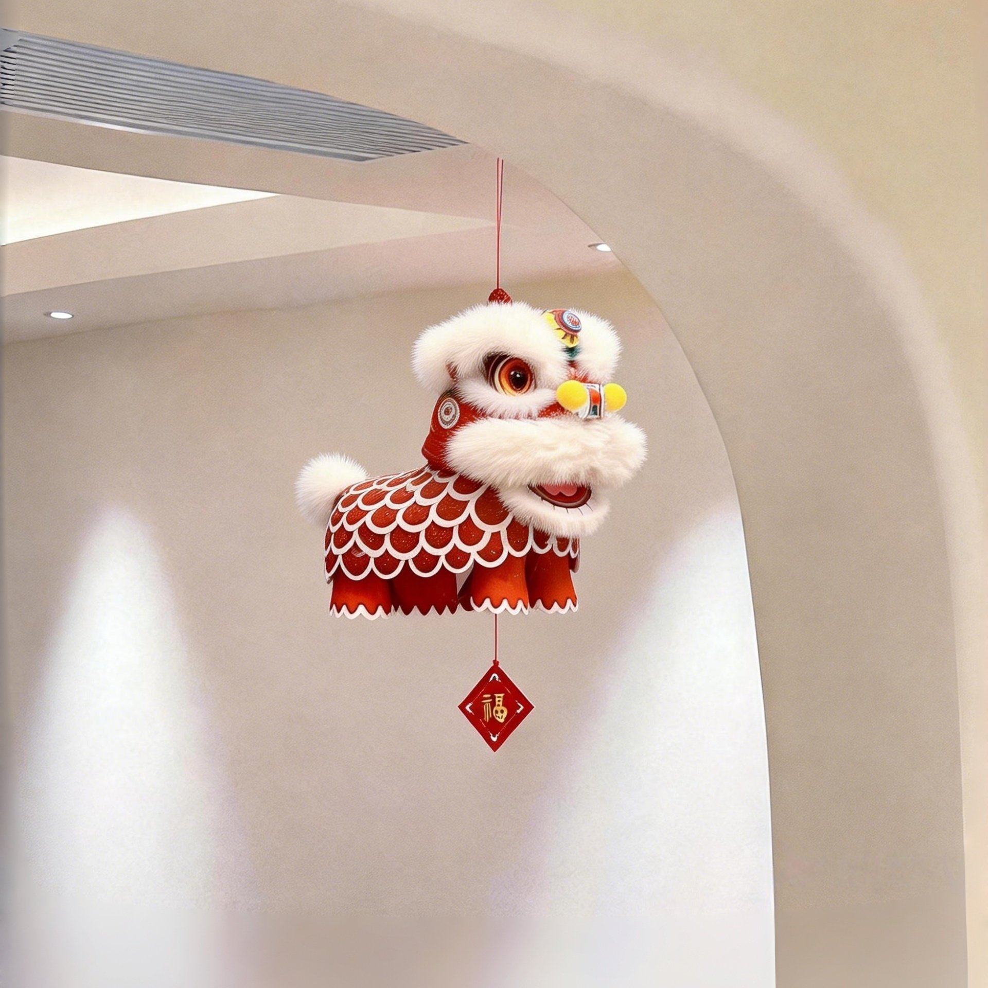 醒狮灯笼diy手工新年装饰品2026电视背景墙挂饰入户门氛围感摆件