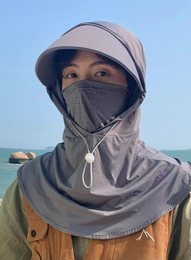 防晒面罩男护颈帽子一体全脸男款骑行防紫外线遮阳冰丝防沙遮脖子
