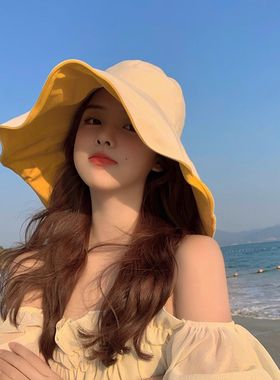 帽子女夏季遮阳帽防晒渔夫帽百搭防紫外线大帽檐遮脸日本太阳帽潮