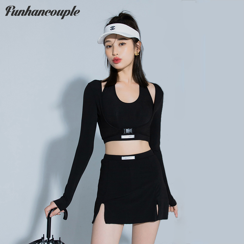 Funhancouple泳衣女2026新款温泉显瘦小胸聚拢运动分体三件套泳装