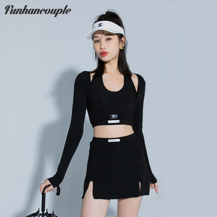 Funhancouple泳衣女2026新款温泉显瘦小胸聚拢运动分体三件套泳装