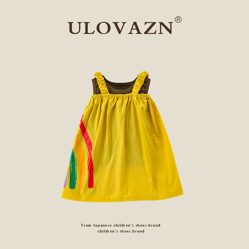 日本Ulovazn童装~女童连衣裙2023夏季新款洋气时尚百搭儿童背心裙