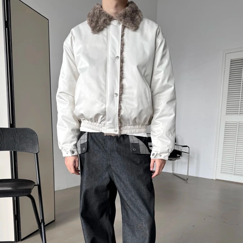 Made 白羚羊2025冬季加厚新雪丽恒保暖绒毛领bomber天丝棉服Erole