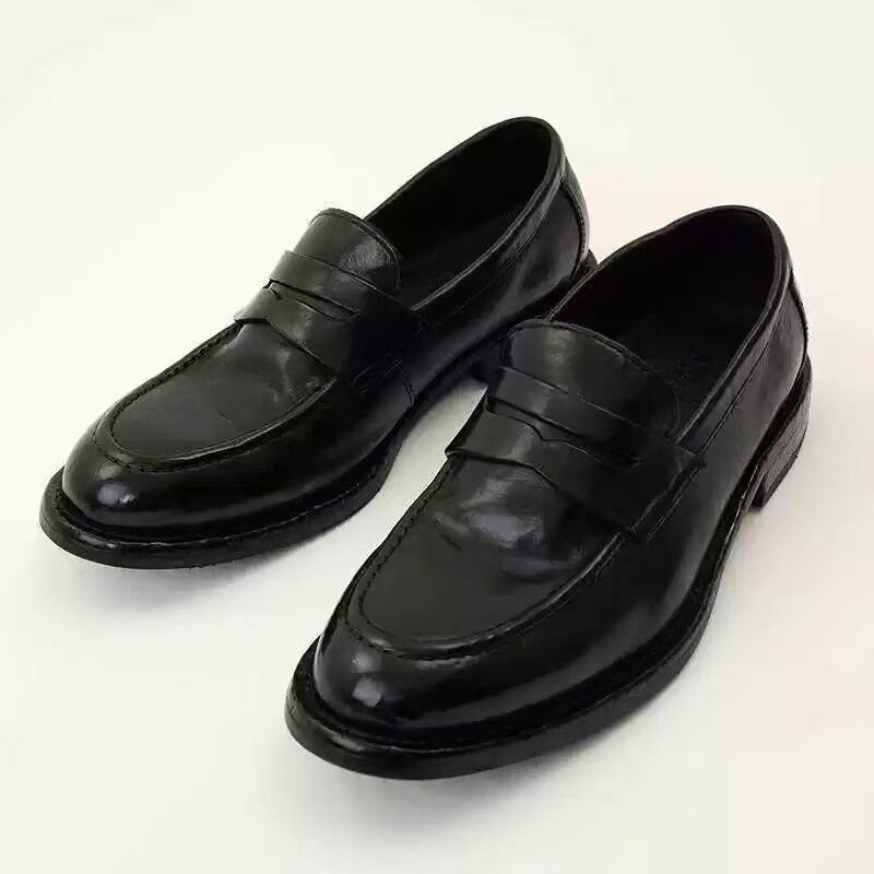 NO LOGO【首发一开】新品单鞋套脚圆头商务 正装皮鞋男 头层牛皮