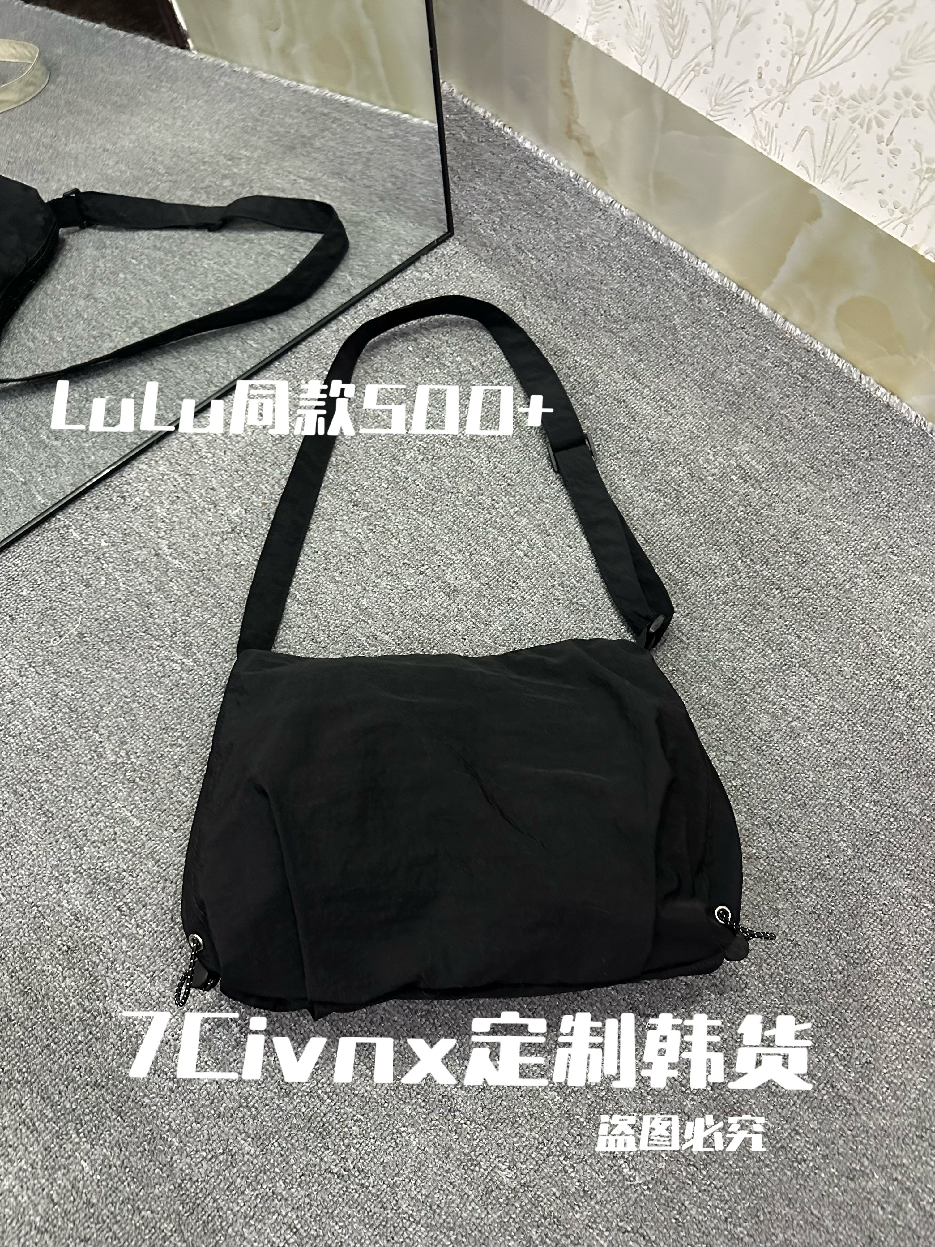 7Civnx日系健身防水尼龙饺子包运动斜挎包男女大容量松弛感单肩包