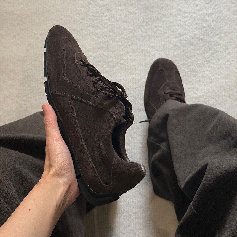 NO LOGO【首发价一开】高级感翻毛皮鞋老钱风休闲通勤德训鞋平底