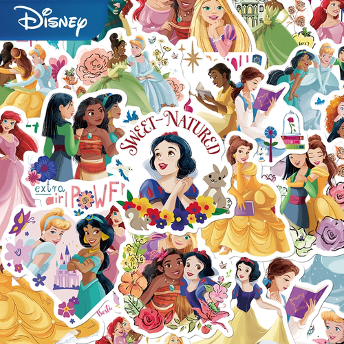 50张迪士尼公主的日常贴纸卡通装饰吉他行李箱手账手机壳防水贴画