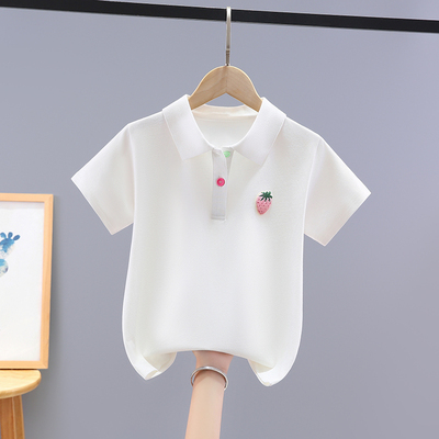 女童polo衫夏装短袖t恤纯棉童装儿童学院风T恤衫上衣2025新款洋气