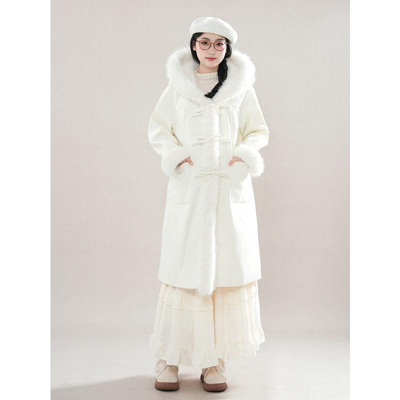 天山暮雪 冬装新款甜美气质连帽毛领设计蝴蝶结扣学院风毛呢大衣,女装/女士精品,毛呢外套,淘宝优惠券,粉丝福利购,淘宝优惠卷