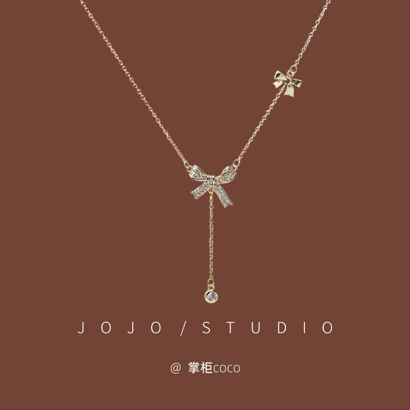 美女落泪纯银水滴项链锁骨链女