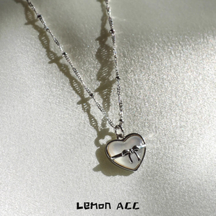赵美延同款天然贝母爱心项链气质时尚挂坠锁骨链女